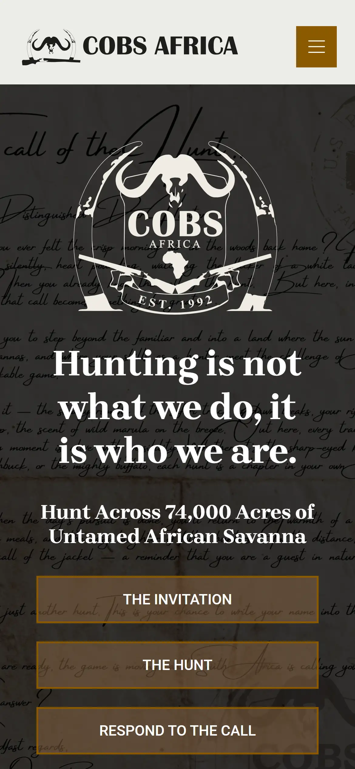 Mobile view of COBS Africa website